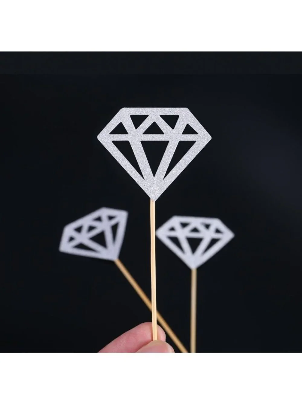 Diamond Glitter Cupcake Toppers Pack Of 30 For Weddings Bridal Showers Engagemen
